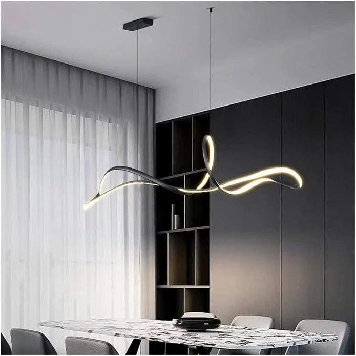 BAMDECOR A210 Modern LED Linear Pendant Lights with Dimmable LED and Adjustable Hanging Length 150cm Black Home &