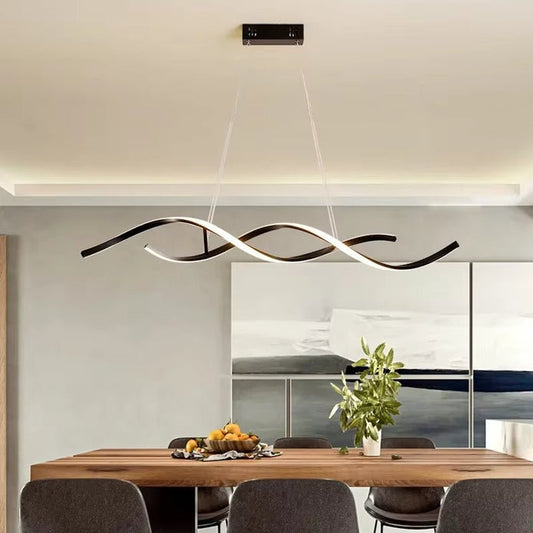 Modern Minimalist Black Pendant Light Adjustable LED Chandelier for Dining Room and Bar