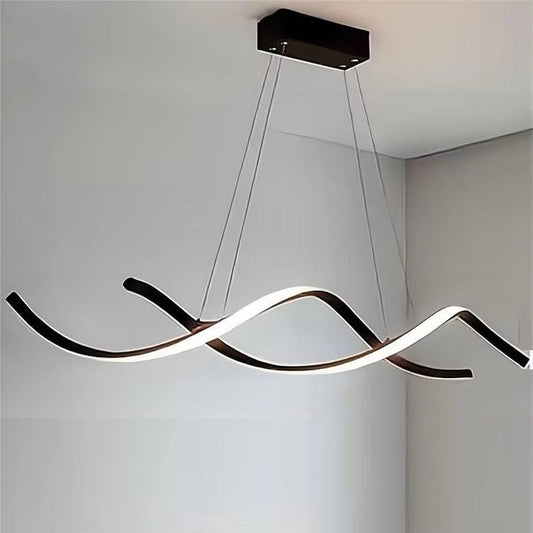 Modern Minimalist Black Pendant Light Adjustable LED Chandelier for Dining Room and Bar