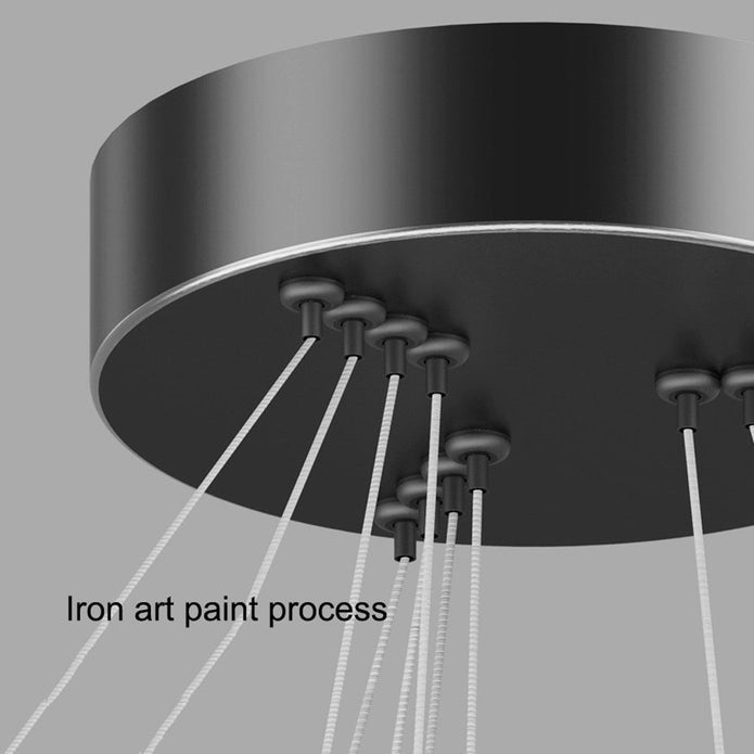 Black 3 Rings Minimalist LED Pendant Light Adjustable Circular Chandelier - Home & Garden > Lighting > Ceiling Lights