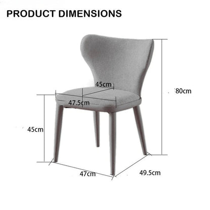 VELLUTO Modern Kitchen Dining Room Chairs Faux Leather Flannel Accent Chairs Metal Vanity Lounge Chair with Back for Living Room Set of 2 (Dark Grey)