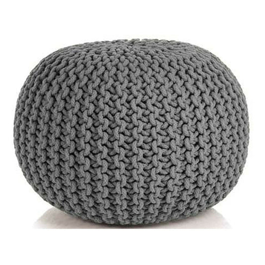 Braided Ottoman Pouffe Footstool Hand Knitted (Grey) - Furniture > Living Room > Ottomans & Footstools
