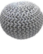 Braided Ottoman Pouffe Footstool Hand Knitted (Light Grey) - Furniture > Living Room > Ottomans & Footstools