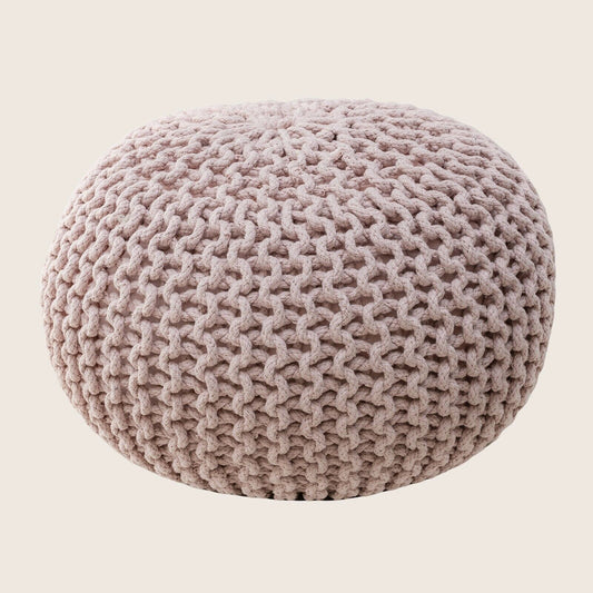 Braided Ottoman Pouffe Footstool Hand Knitted (Blush Pink) - Furniture > Living Room > Ottomans & Footstools