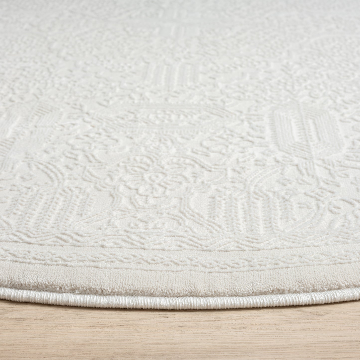Grande Jacquard Rug - Ivory - 200x200 - Home & Garden > Rugs > Floor Rugs