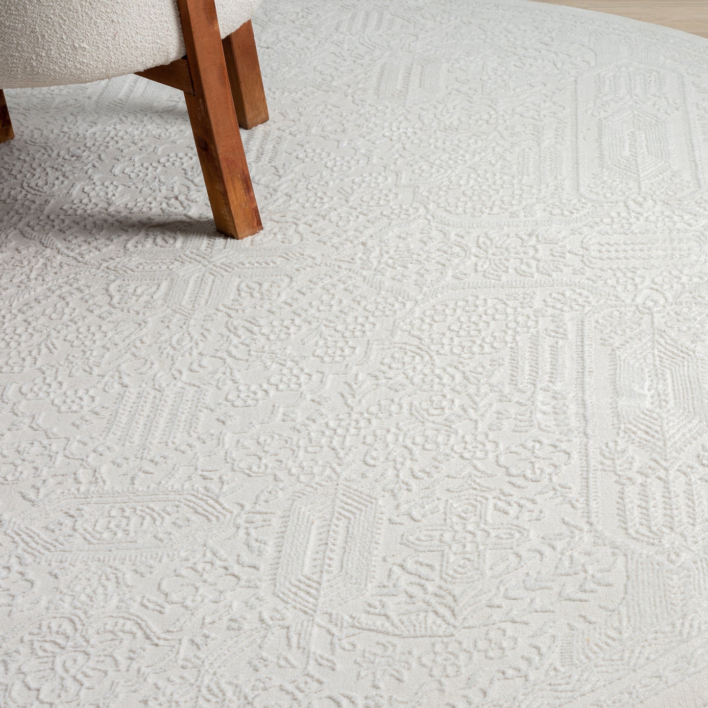 Grande Jacquard Rug - Ivory - 200x200 - Home & Garden > Rugs > Floor Rugs