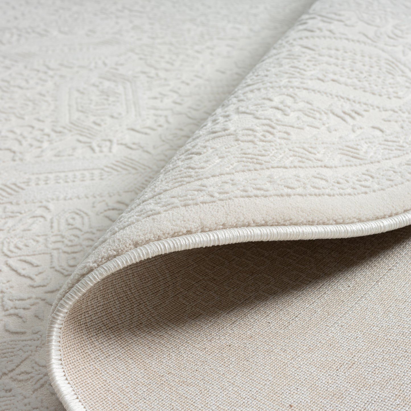 Grande Jacquard Rug - Ivory - 200x200 - Home & Garden > Rugs > Floor Rugs