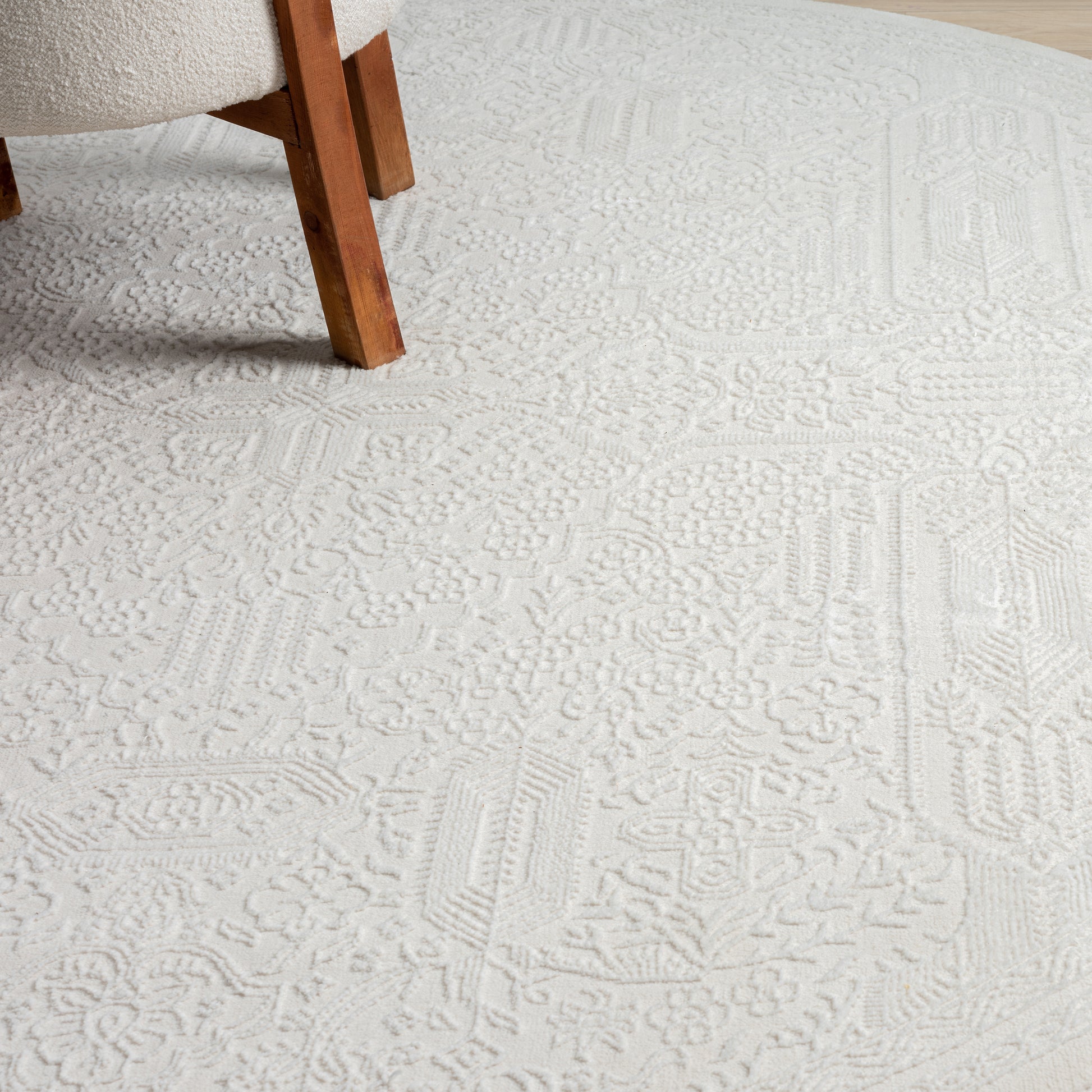 Grande Jacquard Rug - Ivory - 240x240 - Home & Garden > Rugs > Floor Rugs