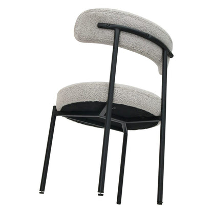 Luxe Boucle Cushioned Elsa Dining Chairs in White Quartz