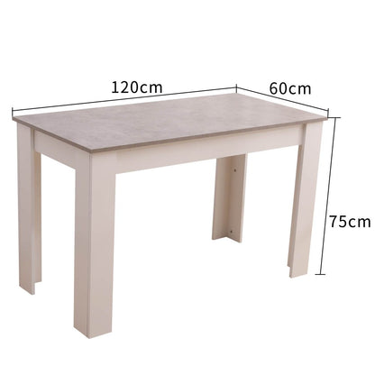 Dining Table Rectangular Wooden 120M-Grey&White - Furniture > Dining > Dining Tables
