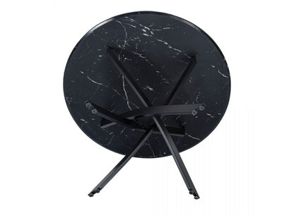 Round Marble-Effect Table-Black - Furniture > Dining > Dining Tables