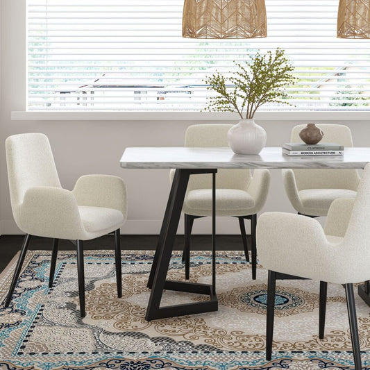 Rectangular Marble-Effect Dining Table