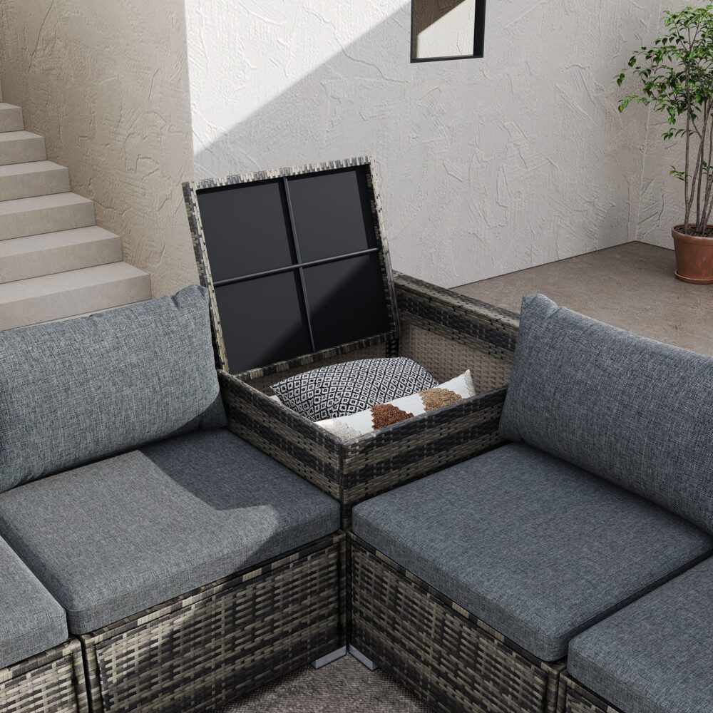 6PCS Outdoor Modular Lounge Sofa Coogee-Grey - Furniture > Outdoor > Outdoor Sofas & Lounge Sets