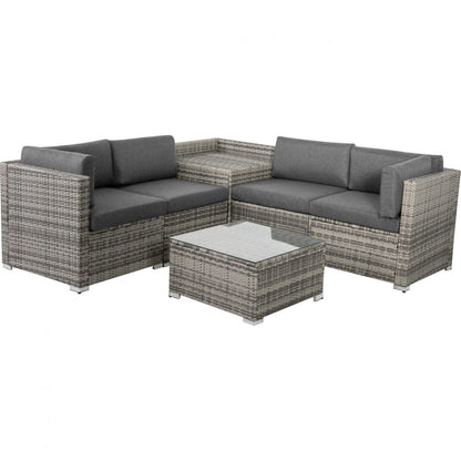 6PCS Outdoor Modular Lounge Sofa Coogee-Grey - Furniture > Outdoor > Outdoor Sofas & Lounge Sets