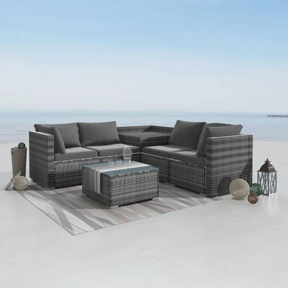 6PCS Outdoor Modular Lounge Sofa Coogee-Grey - Furniture > Outdoor > Outdoor Sofas & Lounge Sets