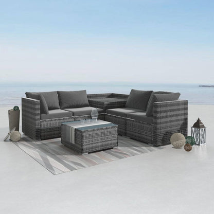 6PCS Outdoor Modular Lounge Sofa Coogee-Grey - Furniture > Outdoor > Outdoor Sofas & Lounge Sets