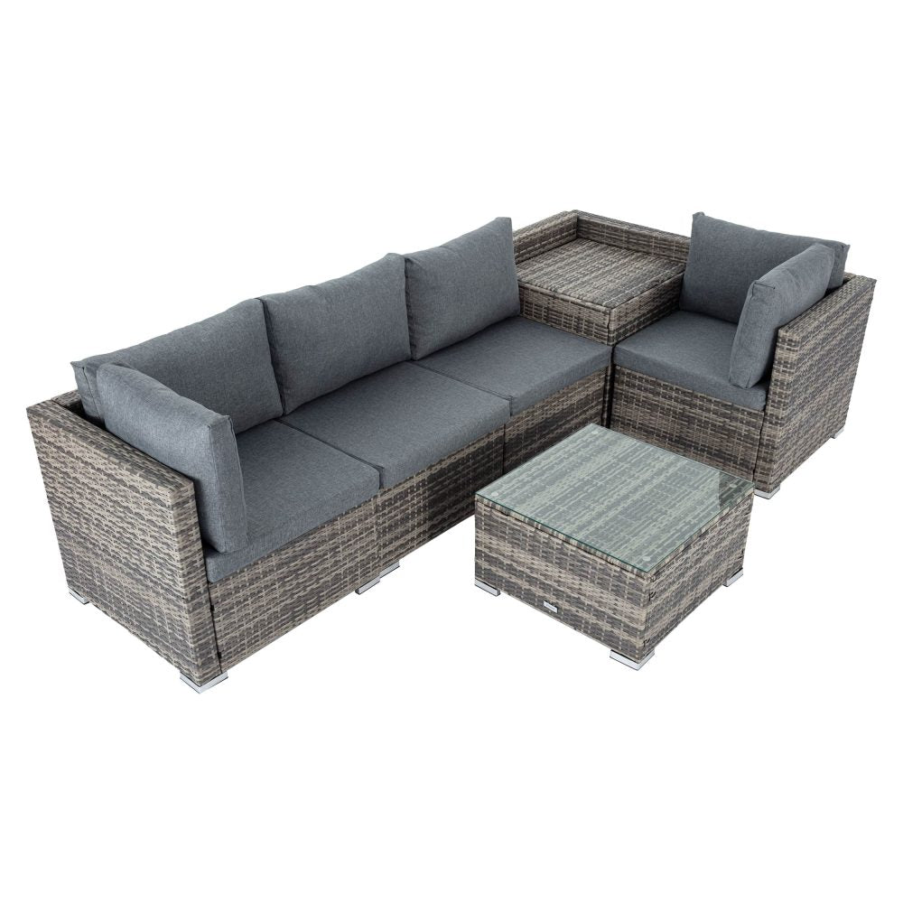 6PCS Outdoor Modular Lounge Sofa Coogee-Grey - Furniture > Outdoor > Outdoor Sofas & Lounge Sets