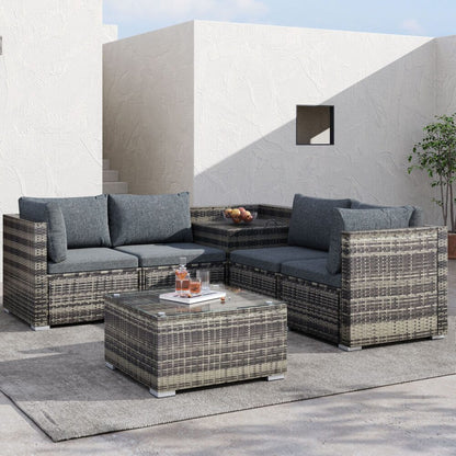 6PCS Outdoor Modular Lounge Sofa Coogee-Grey - Furniture > Outdoor > Outdoor Sofas & Lounge Sets