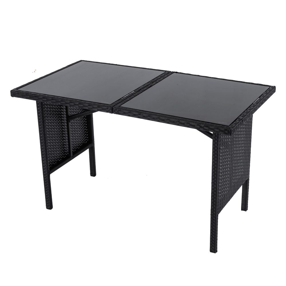 Ella 8-Seater Modular Outdoor Garden Lounge and Dining Set with Table and Stools in Black - Furniture > Outdoor >