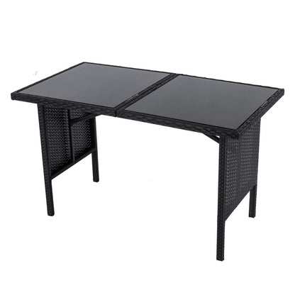 Ella 8-Seater Modular Outdoor Garden Lounge and Dining Set with Table and Stools in Black - Furniture > Outdoor >