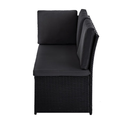 Ella 8-Seater Modular Outdoor Garden Lounge and Dining Set with Table and Stools in Black - Furniture > Outdoor >