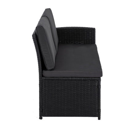 Ella 8-Seater Modular Outdoor Garden Lounge and Dining Set with Table and Stools in Black - Furniture > Outdoor >