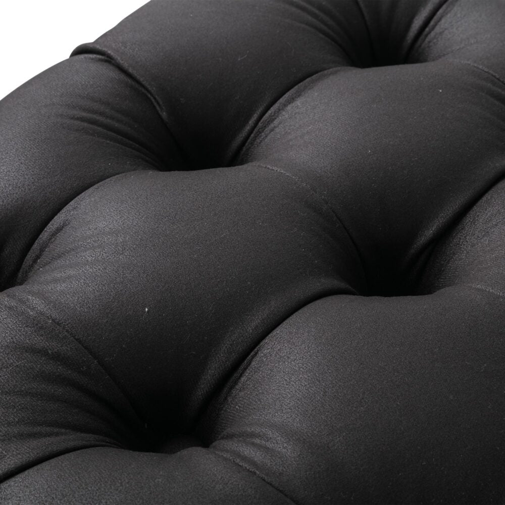 Contemporary Black Leather-look Ottoman with Button - Furniture > Living Room > Ottomans & Footstools