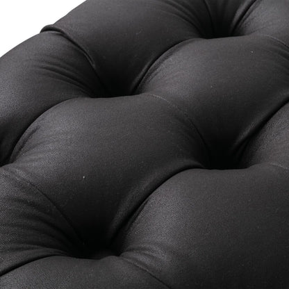 Contemporary Black Leather-look Ottoman with Button - Furniture > Living Room > Ottomans & Footstools