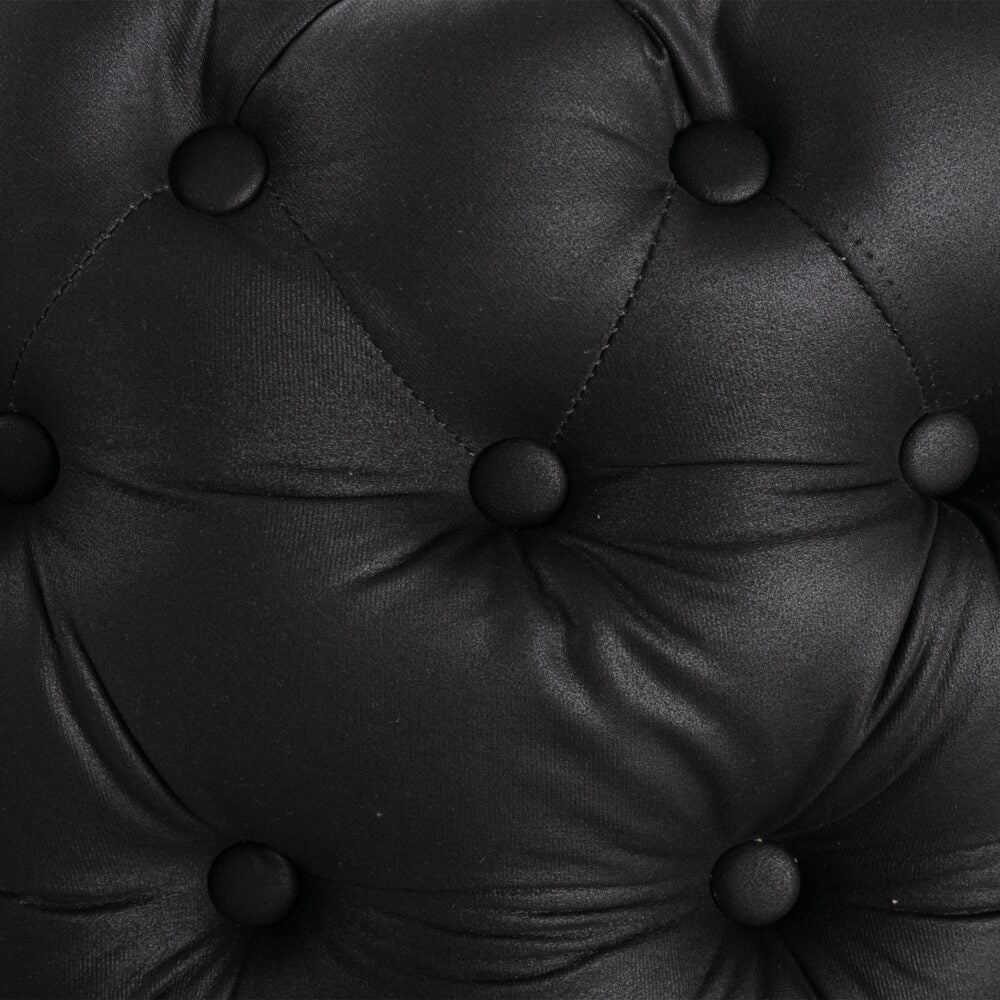 Contemporary Black Leather-look Ottoman with Button - Furniture > Living Room > Ottomans & Footstools