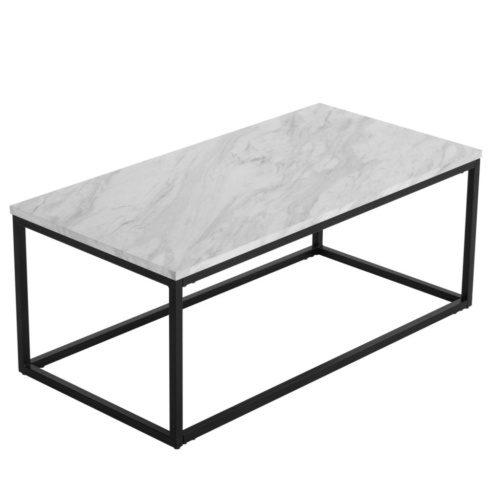 Industrial Style Marble Effect Rectangular Coffee Table - Furniture > Living Room > Coffee Tables