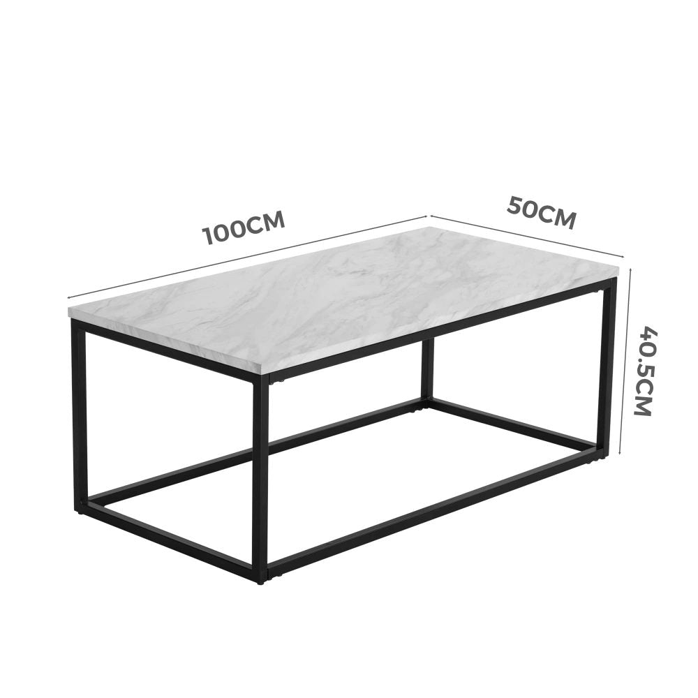 Industrial Style Marble Effect Rectangular Coffee Table - Furniture > Living Room > Coffee Tables