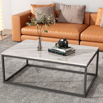 Industrial Style Marble Effect Rectangular Coffee Table - Furniture > Living Room > Coffee Tables
