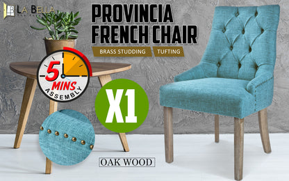 French Provincial Dining Chair Oak Leg AMOUR BLUE - Furniture > Dining > Kitchen & Dining Chairs