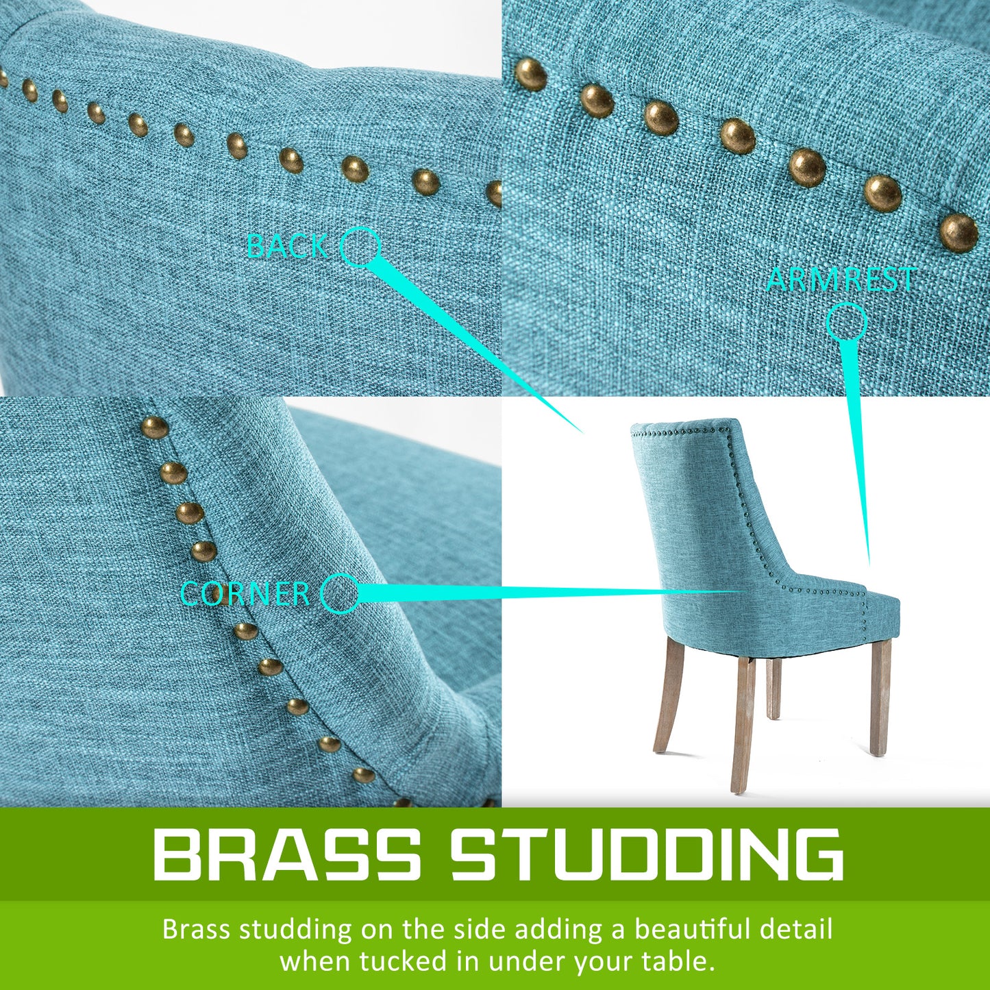 French Provincial Dining Chair Oak Leg AMOUR BLUE - Furniture > Dining > Kitchen & Dining Chairs