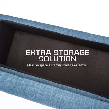 Storage Ottoman Stool 102cm Fabric DARK BLUE Furniture > Living Room > Ottomans & Footstools