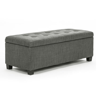 Storage Ottoman Stool 102cm Fabric DARK GREY Furniture > Living Room > Ottomans & Footstools