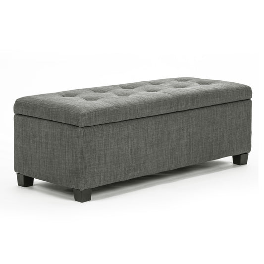 Storage Ottoman Stool 102cm Fabric DARK GREY Furniture > Living Room > Ottomans & Footstools