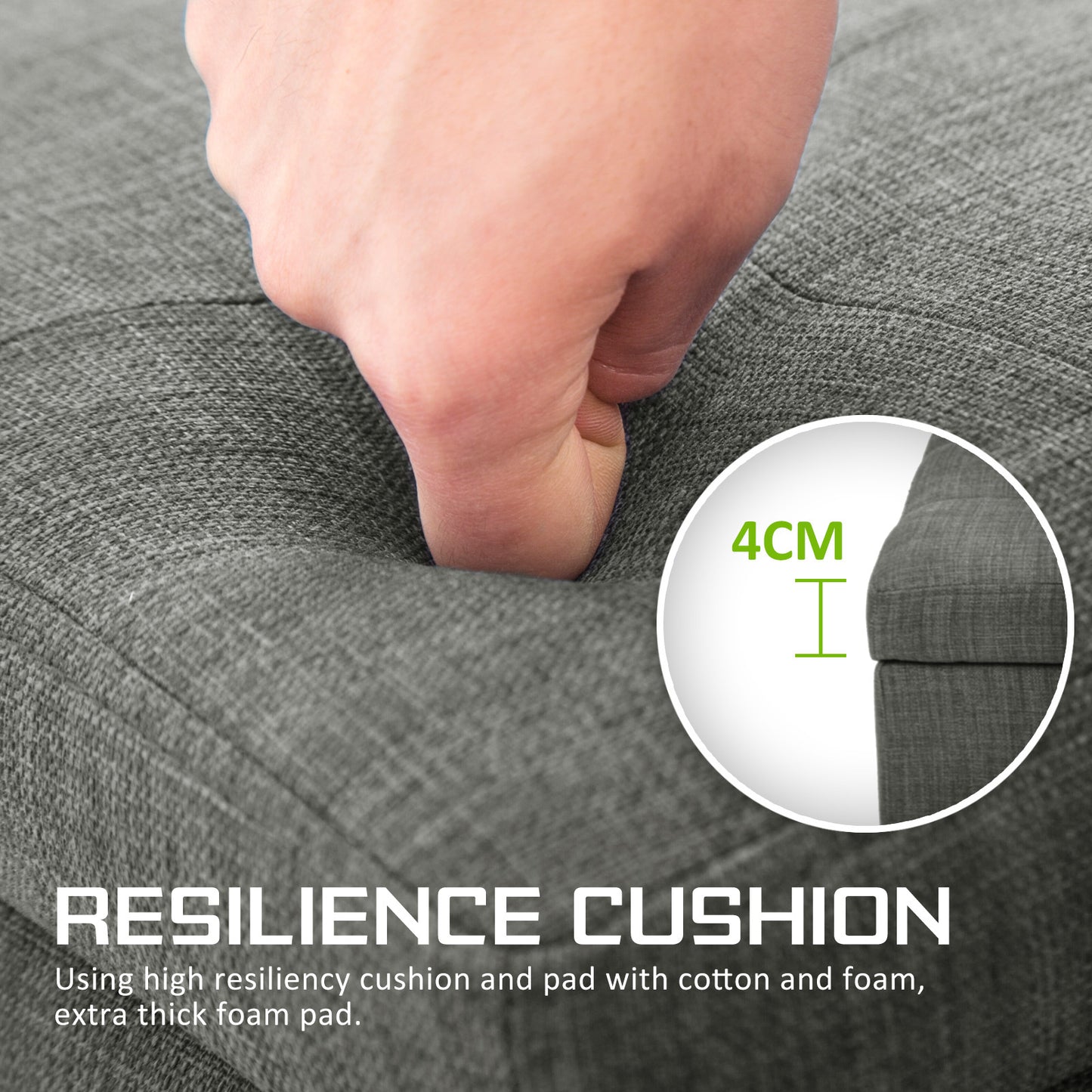 Storage Ottoman Stool 102cm Fabric DARK GREY Furniture > Living Room > Ottomans & Footstools