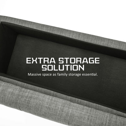 Storage Ottoman Stool 102cm Fabric DARK GREY Furniture > Living Room > Ottomans & Footstools