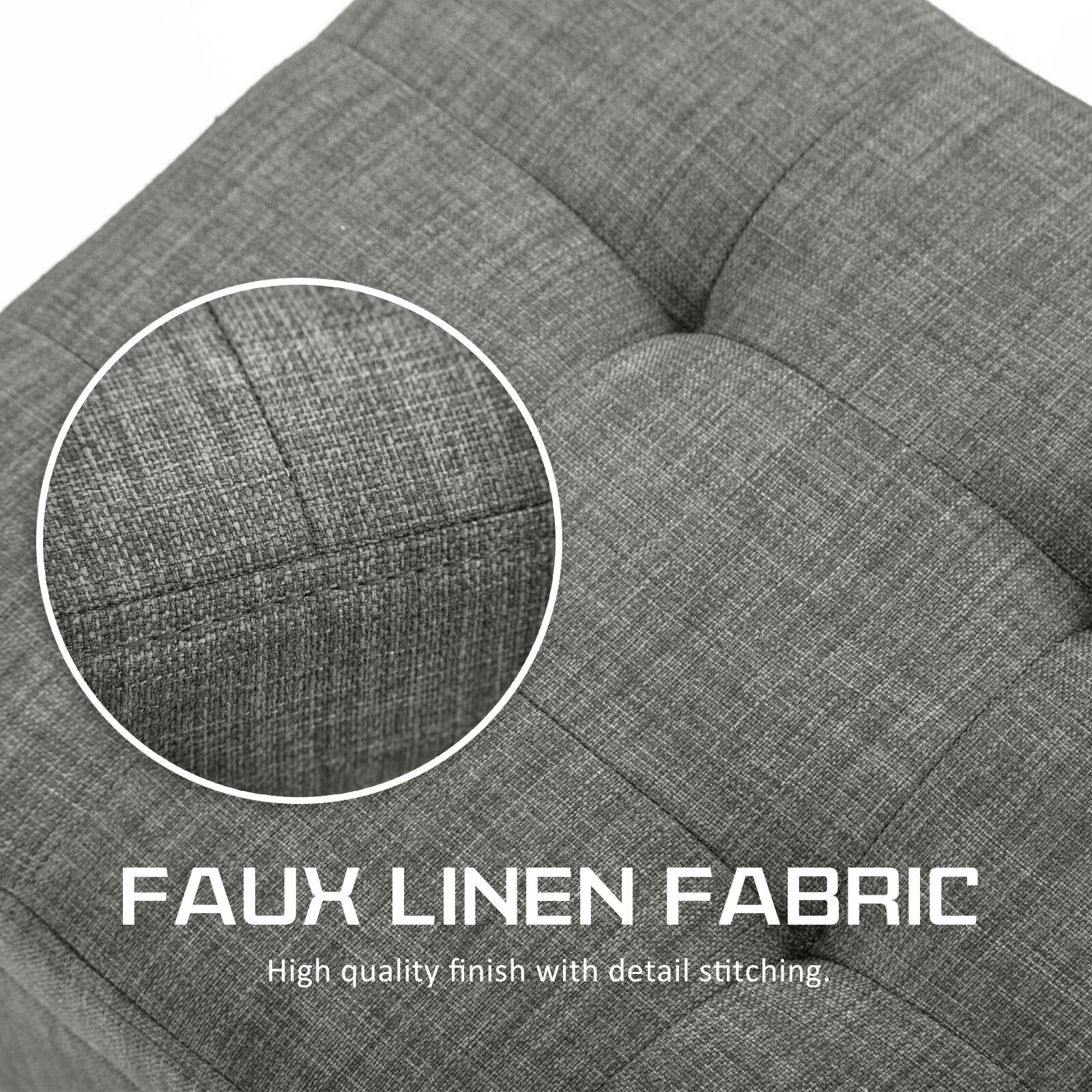 Storage Ottoman Stool 102cm Fabric DARK GREY Furniture > Living Room > Ottomans & Footstools