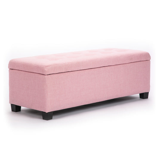 Storage Ottoman Stool 102cm Fabric PINK Furniture > Living Room > Ottomans & Footstools