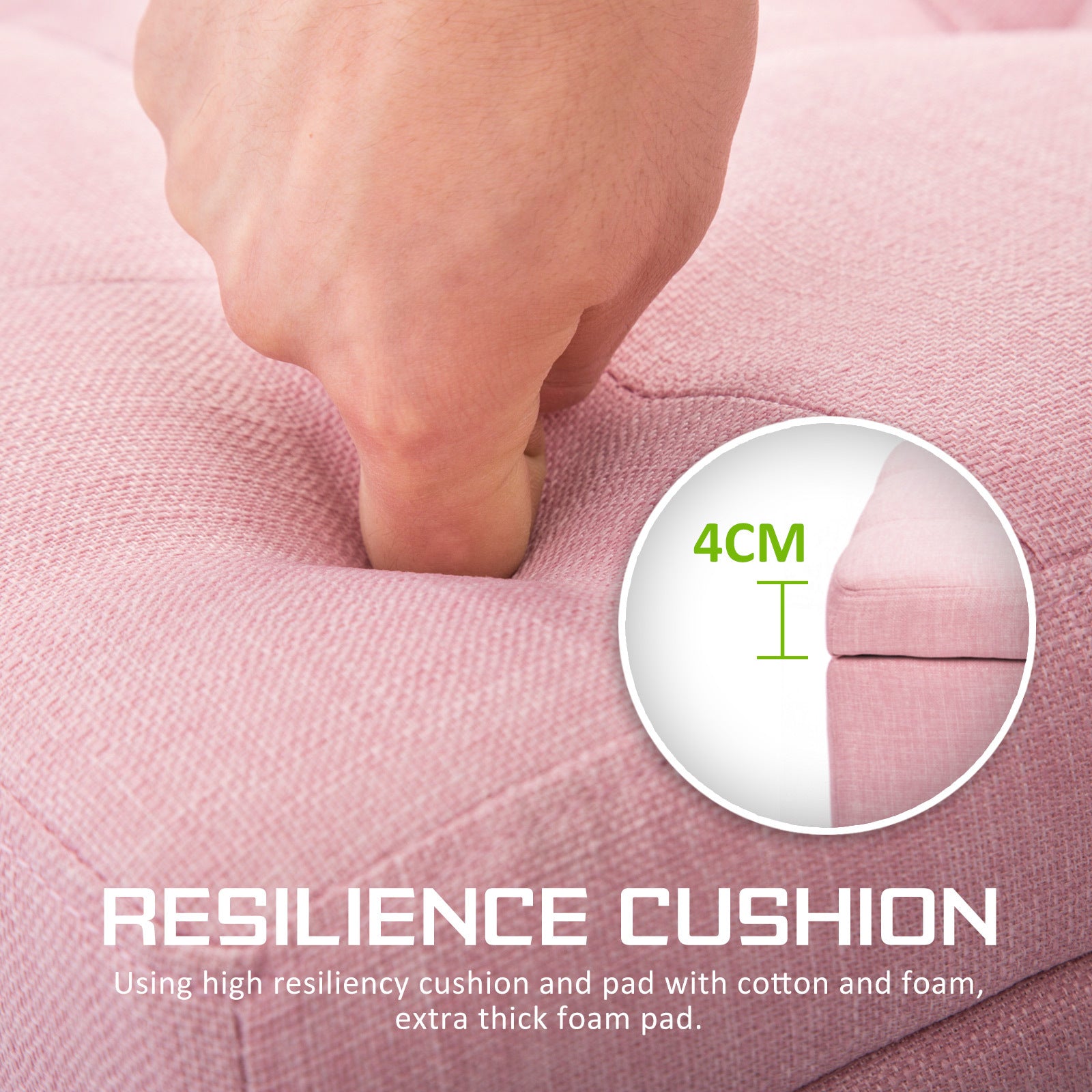 Storage Ottoman Stool 102cm Fabric PINK Furniture > Living Room > Ottomans & Footstools