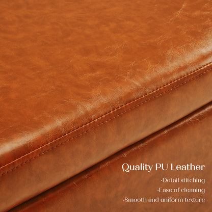Storage Ottoman Stool Bench Seat 97cm PU Leather BROWN - Furniture > Living Room > Ottomans & Footstools