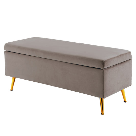 Storage Ottoman Stool Bench Seat 110cm Velvet GREY - Furniture > Living Room > Ottomans & Footstools