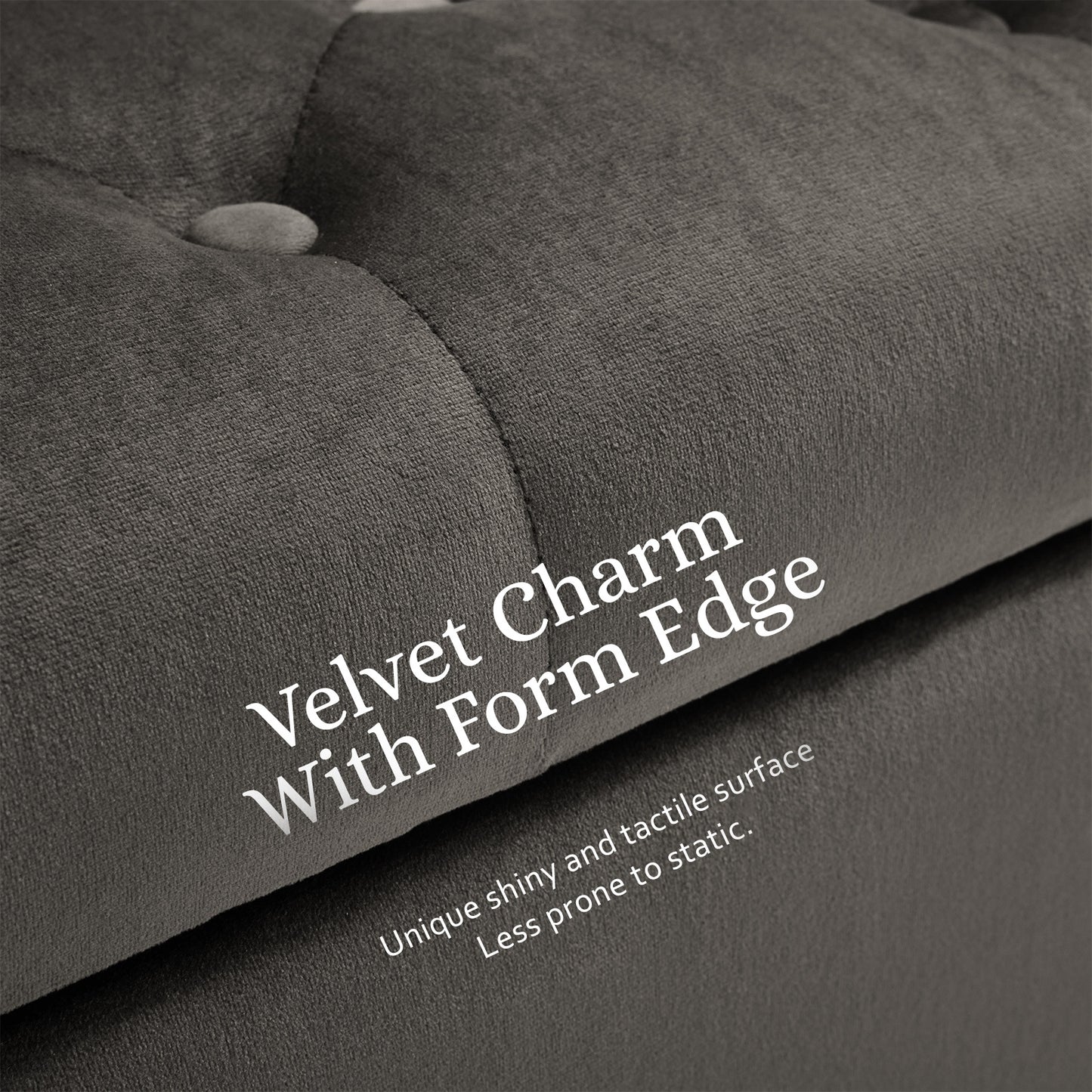 Storage Ottoman Stool Arm Bench Seat 132cm Velvet GREY - Furniture > Living Room > Ottomans & Footstools