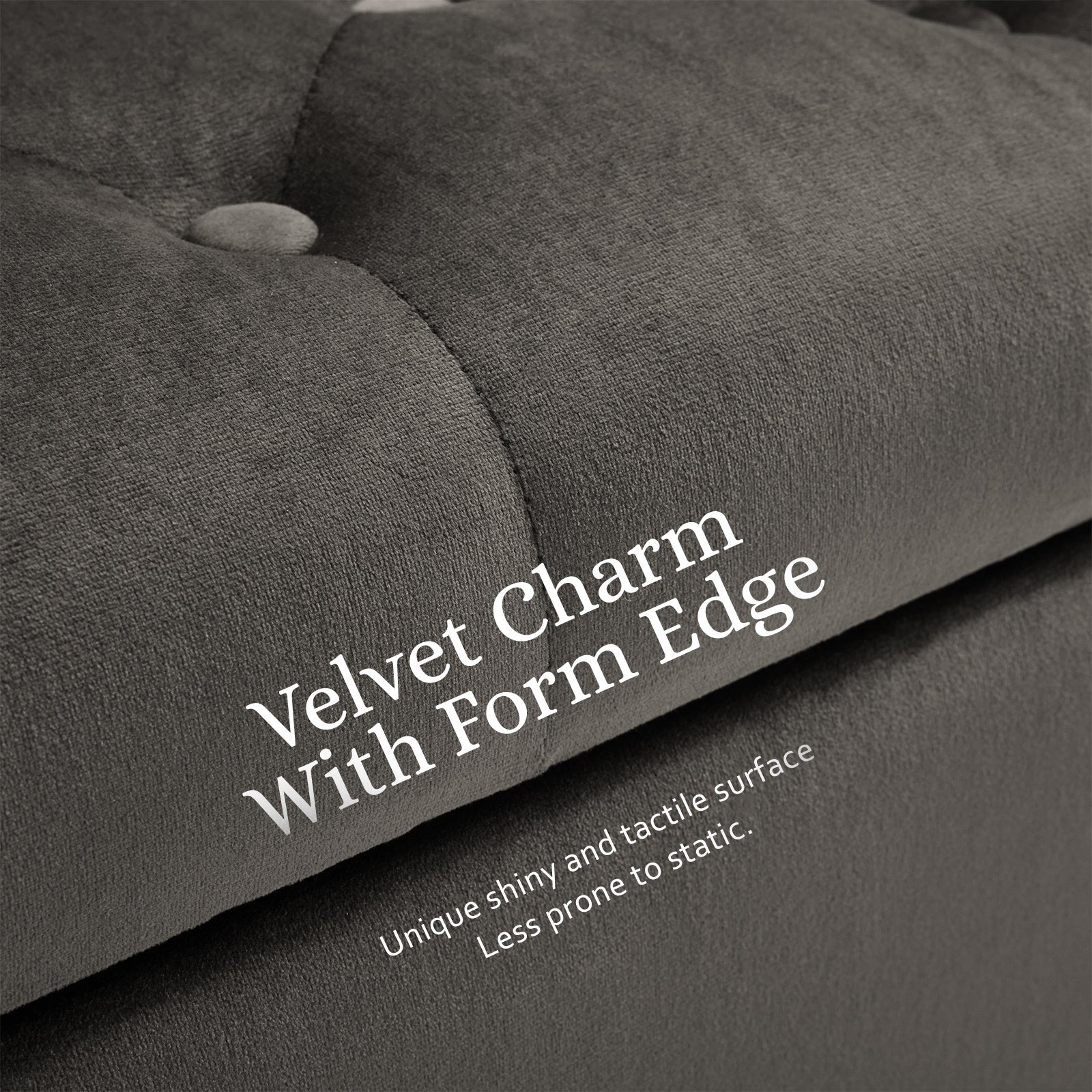 Storage Ottoman Stool Arm Bench Seat 132cm Velvet GREY - Furniture > Living Room > Ottomans & Footstools
