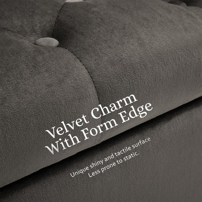 Storage Ottoman Stool Arm Bench Seat 132cm Velvet GREY - Furniture > Living Room > Ottomans & Footstools