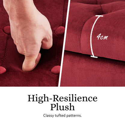 Storage Ottoman Stool Arm Bench Seat 132cm Velvet RED Furniture > Living Room > Ottomans & Footstools