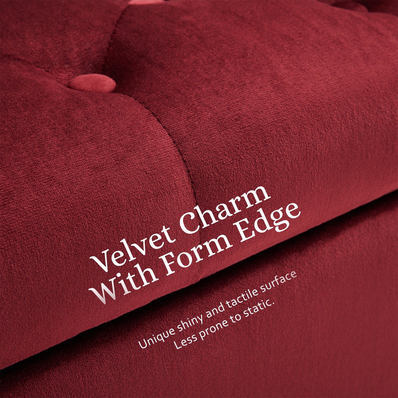 Storage Ottoman Stool Arm Bench Seat 132cm Velvet RED Furniture > Living Room > Ottomans & Footstools