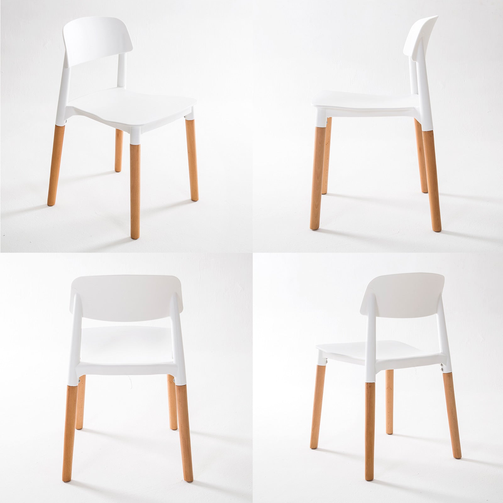 4X Retro Belloch Stackable Dining Cafe Chair WHITE - Furniture > Dining > Kitchen & Dining Chairs